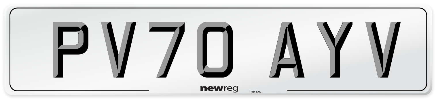 PV70 AYV Number Plate from New Reg